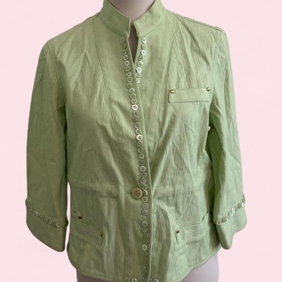Etcetera Jackets & Blazers - Y2K Etcetera Sage Green Button Jacket | Multi-Pocket | Size 8
